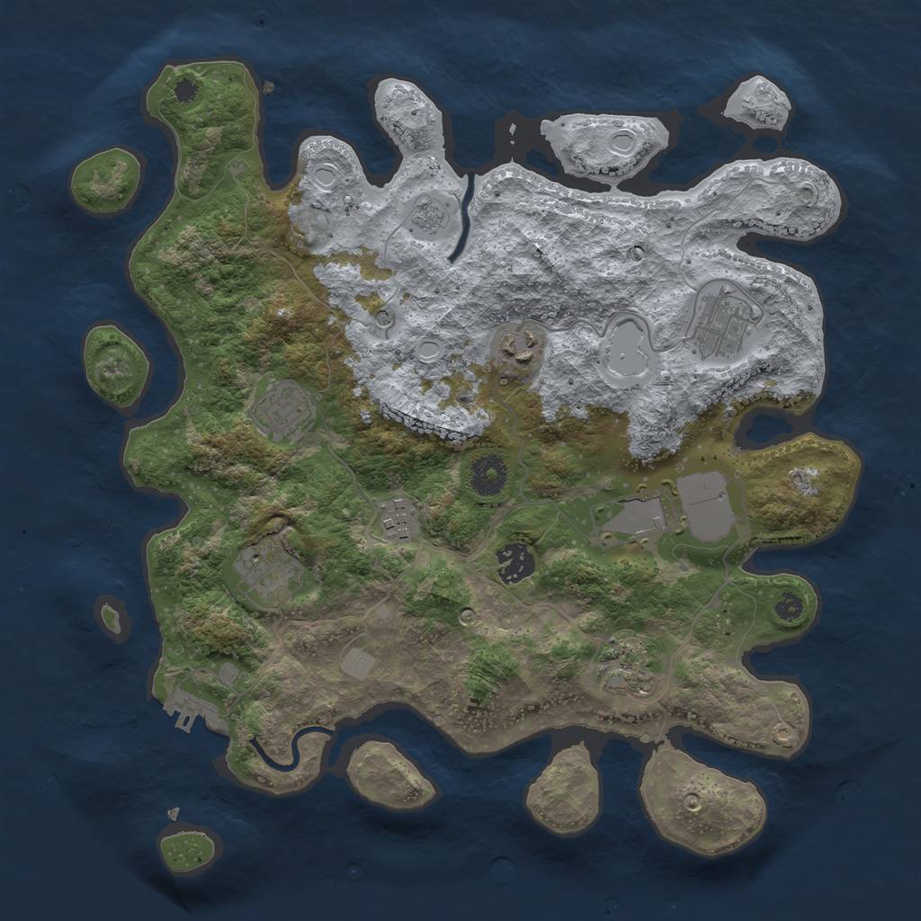 Rust Map: Procedural Map, Size: 3500, Seed: 97951869, 16 Monuments