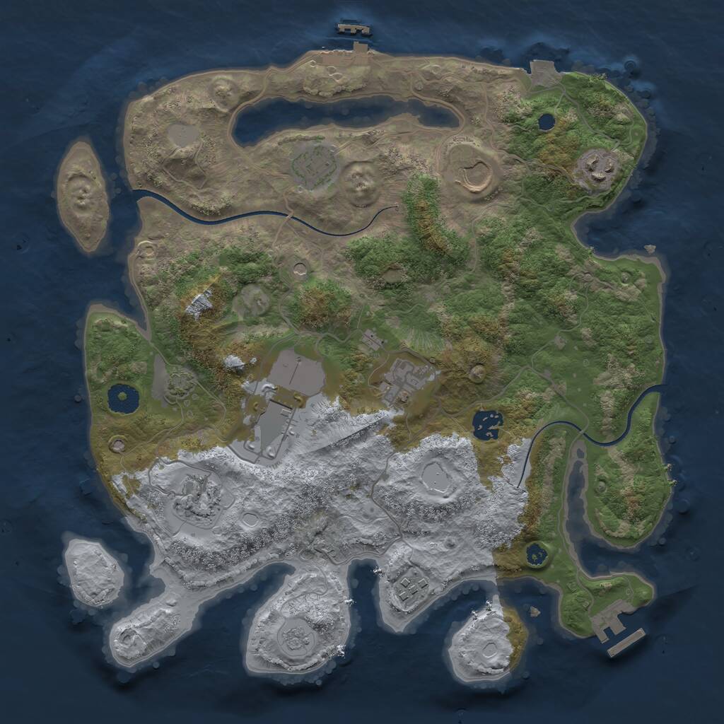 Rust Map: Procedural Map, Size: 3500, Seed: 94187702, 14 Monuments
