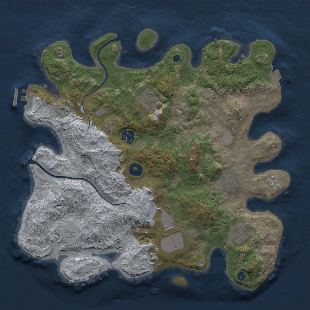 Rust Map: Procedural Map, Size: 3500, Seed: 21206437, 11 Monuments