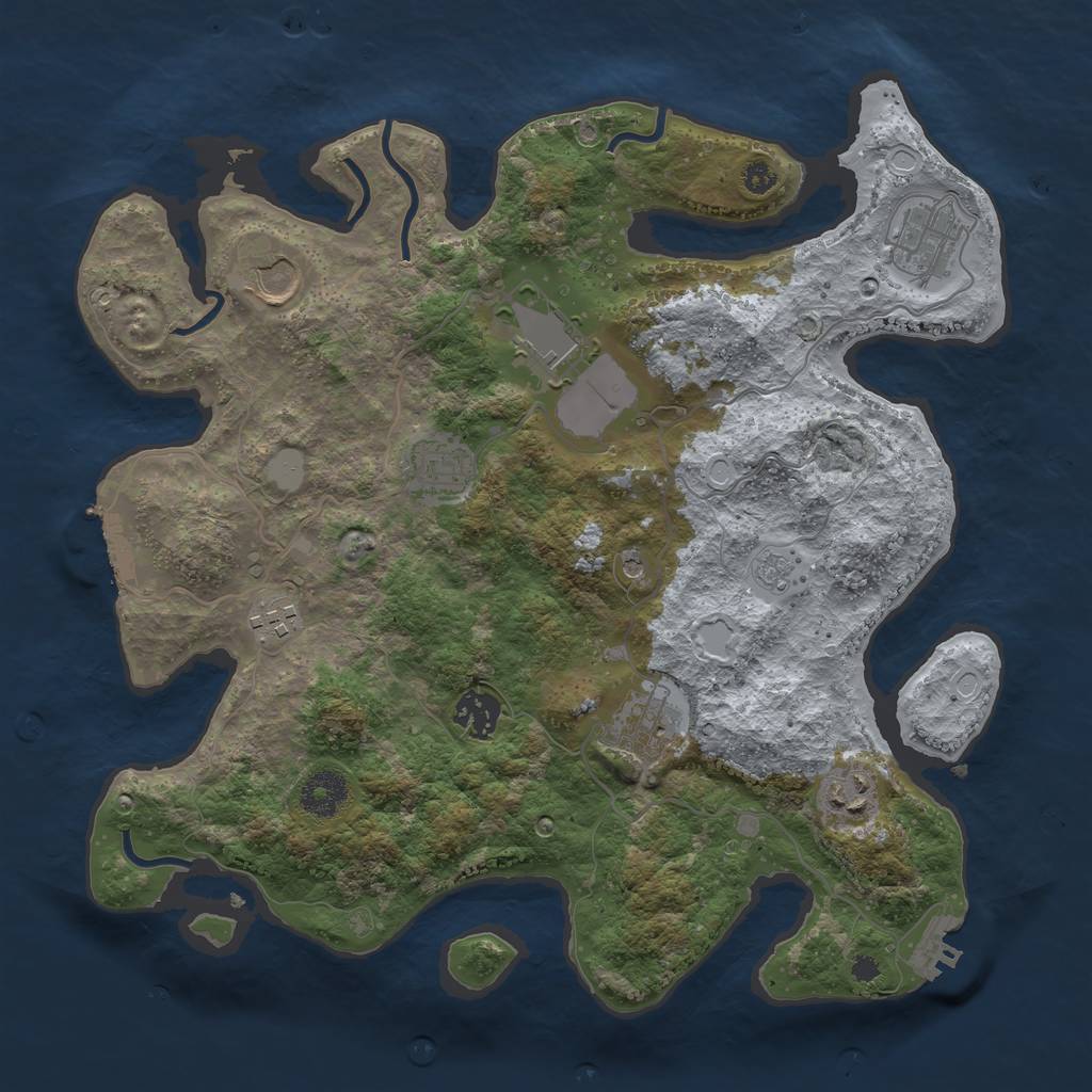 Rust Map: Procedural Map, Size: 3500, Seed: 1889175, 17 Monuments