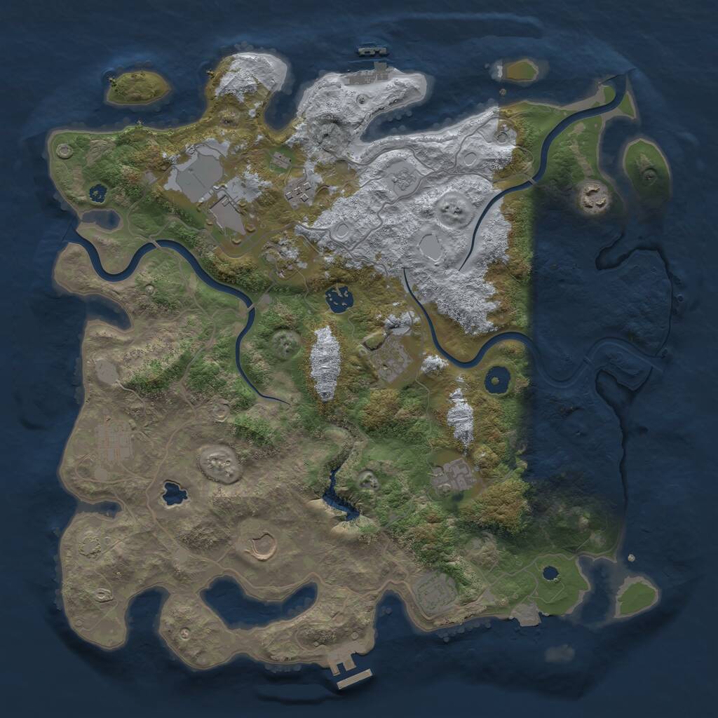 Rust Map: Procedural Map, Size: 4000, Seed: 4747, 16 Monuments
