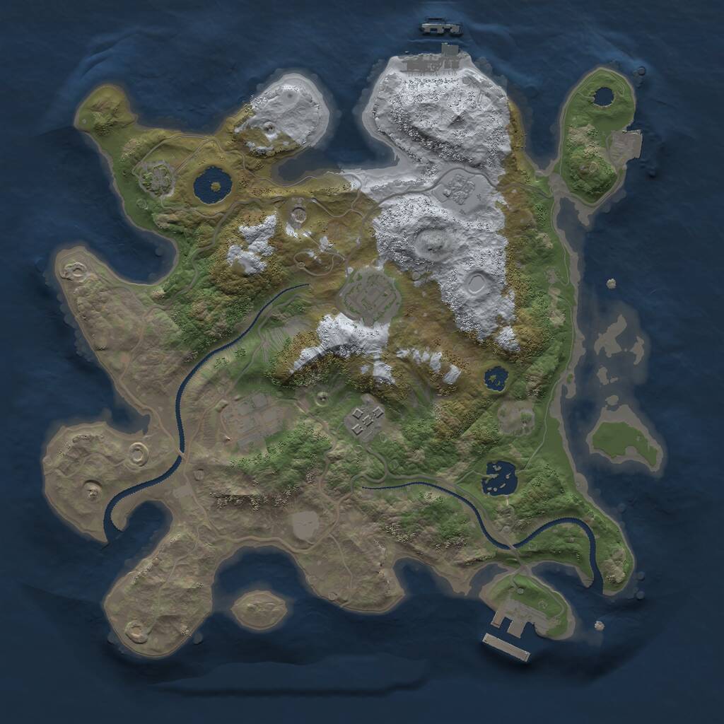Rust Map: Procedural Map, Size: 3000, Seed: 2448811, 10 Monuments