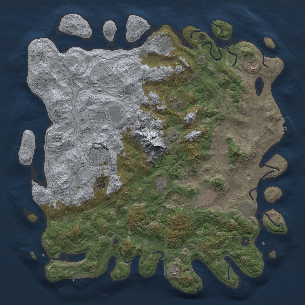 Rust Map: Procedural Map, Size: 5000, Seed: 666543, 20 Monuments