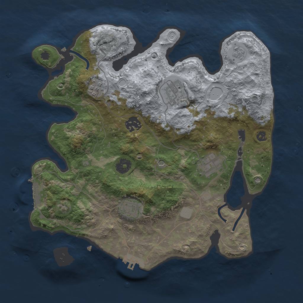 Rust Map: Procedural Map, Size: 3000, Seed: 48677237, 14 Monuments
