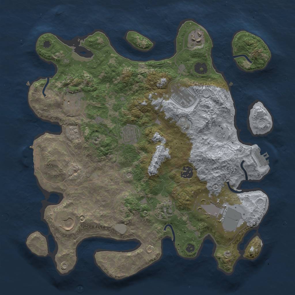 Rust Map: Procedural Map, Size: 3500, Seed: 38871933, 18 Monuments