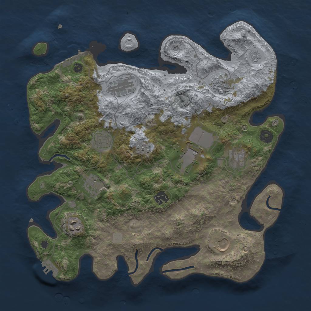 Rust Map: Procedural Map, Size: 3500, Seed: 45429650, 19 Monuments