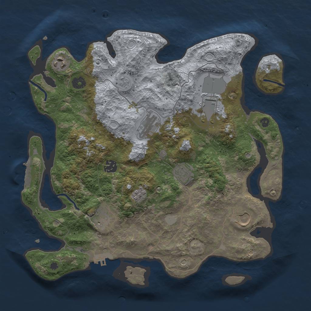 Rust Map: Procedural Map, Size: 3500, Seed: 17600594, 17 Monuments