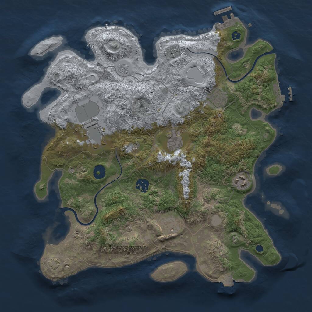 Rust Map: Procedural Map, Size: 3500, Seed: 5044809, 13 Monuments