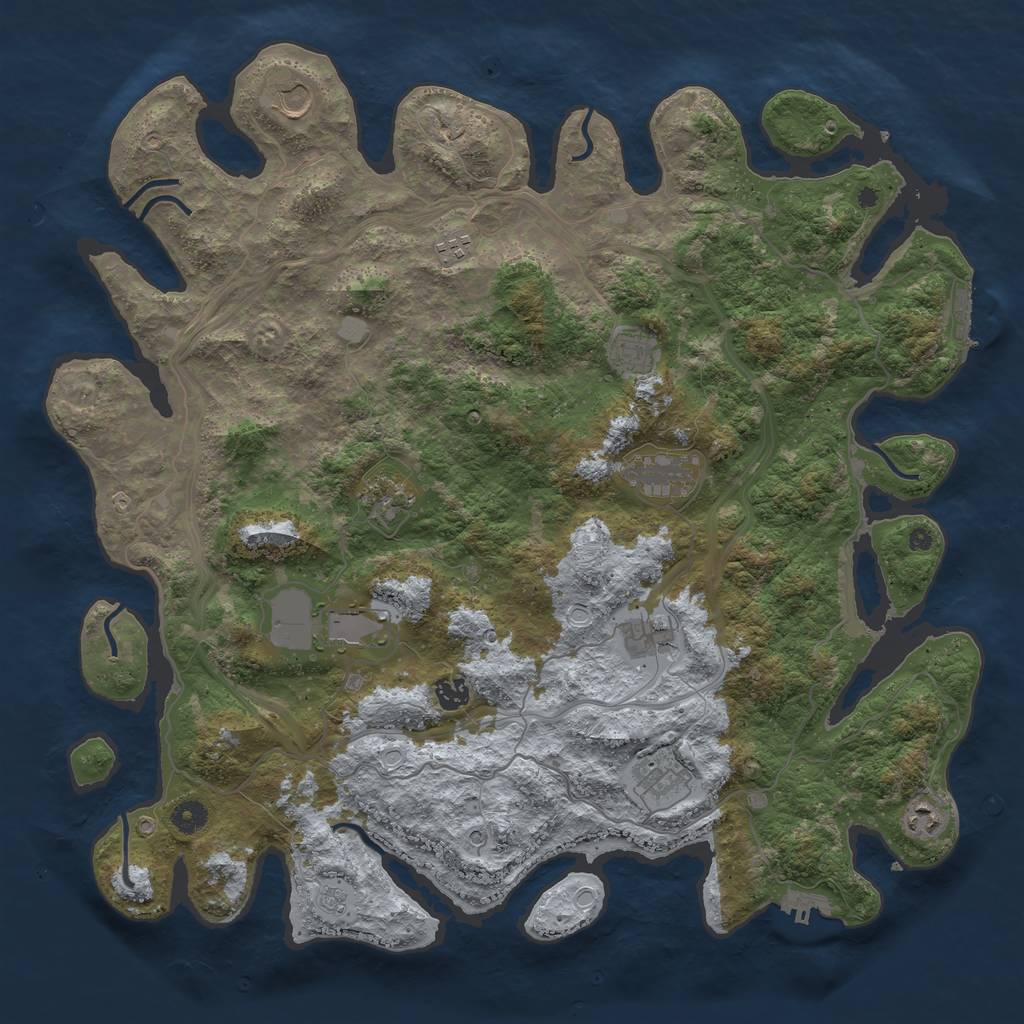 Rust Map: Procedural Map, Size: 4500, Seed: 3666, 19 Monuments