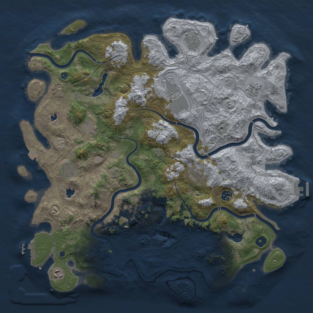 Rust Map: Procedural Map, Size: 4500, Seed: 78697535, 16 Monuments