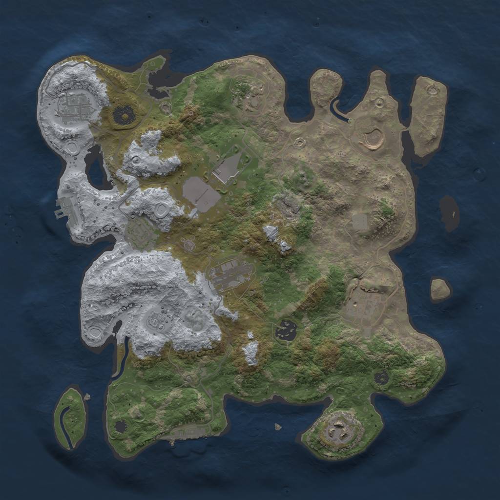 Rust Map: Procedural Map, Size: 3500, Seed: 1506943365, 17 Monuments