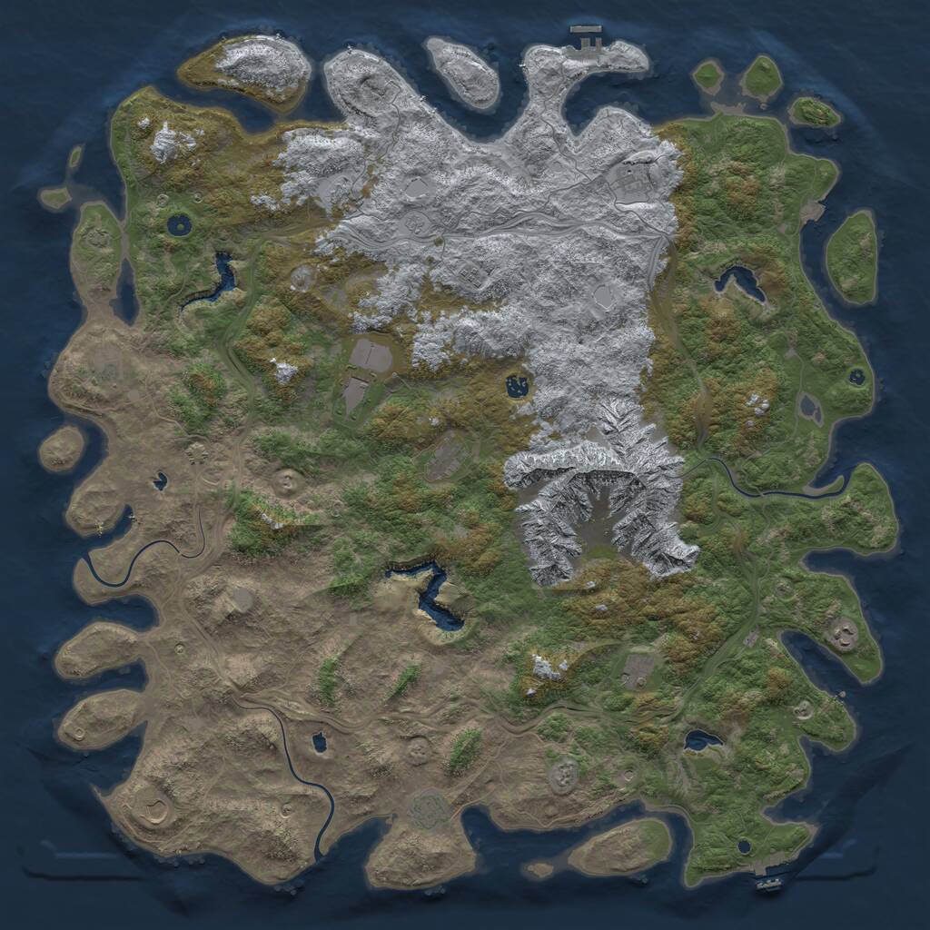 Rust Map: Procedural Map, Size: 6000, Seed: 696969696, 17 Monuments
