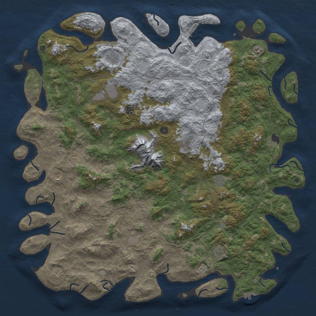 Rust Map: Procedural Map, Size: 6000, Seed: 696969696, 20 Monuments