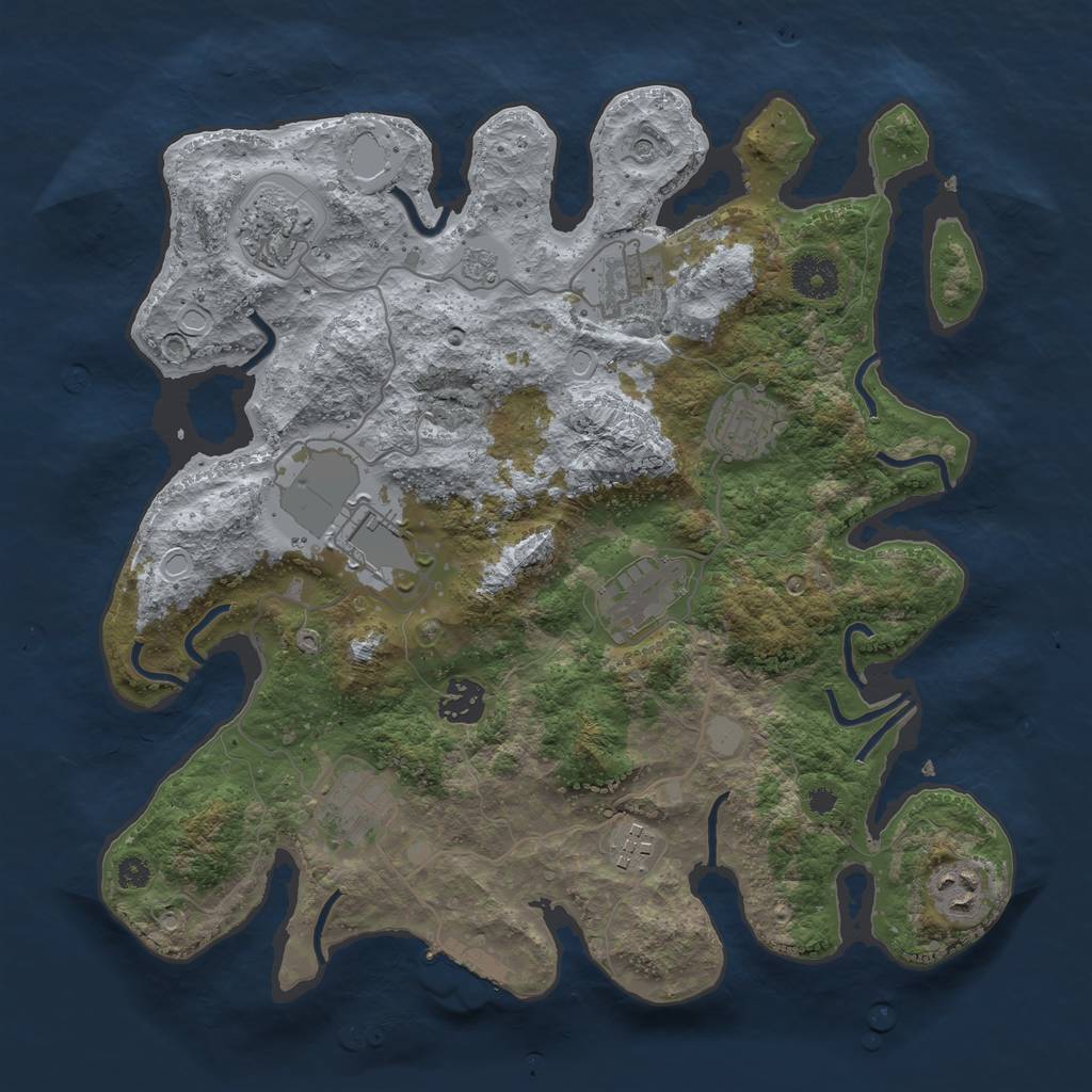 Rust Map: Procedural Map, Size: 3500, Seed: 353454573, 17 Monuments