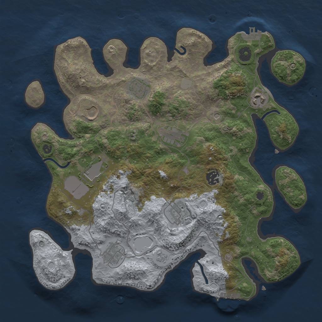 Rust Map: Procedural Map, Size: 3500, Seed: 87052709, 17 Monuments