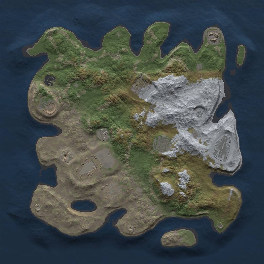Rust Map: Barren, Size: 3500, Seed: 61265861, 12 Monuments
