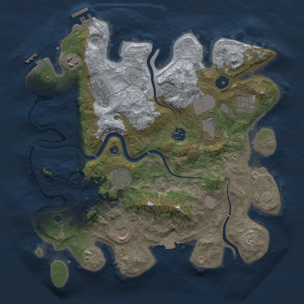 Rust Map: Procedural Map, Size: 3500, Seed: 8646971, 14 Monuments