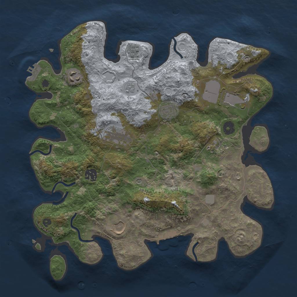 Rust Map: Procedural Map, Size: 3500, Seed: 8646971, 17 Monuments