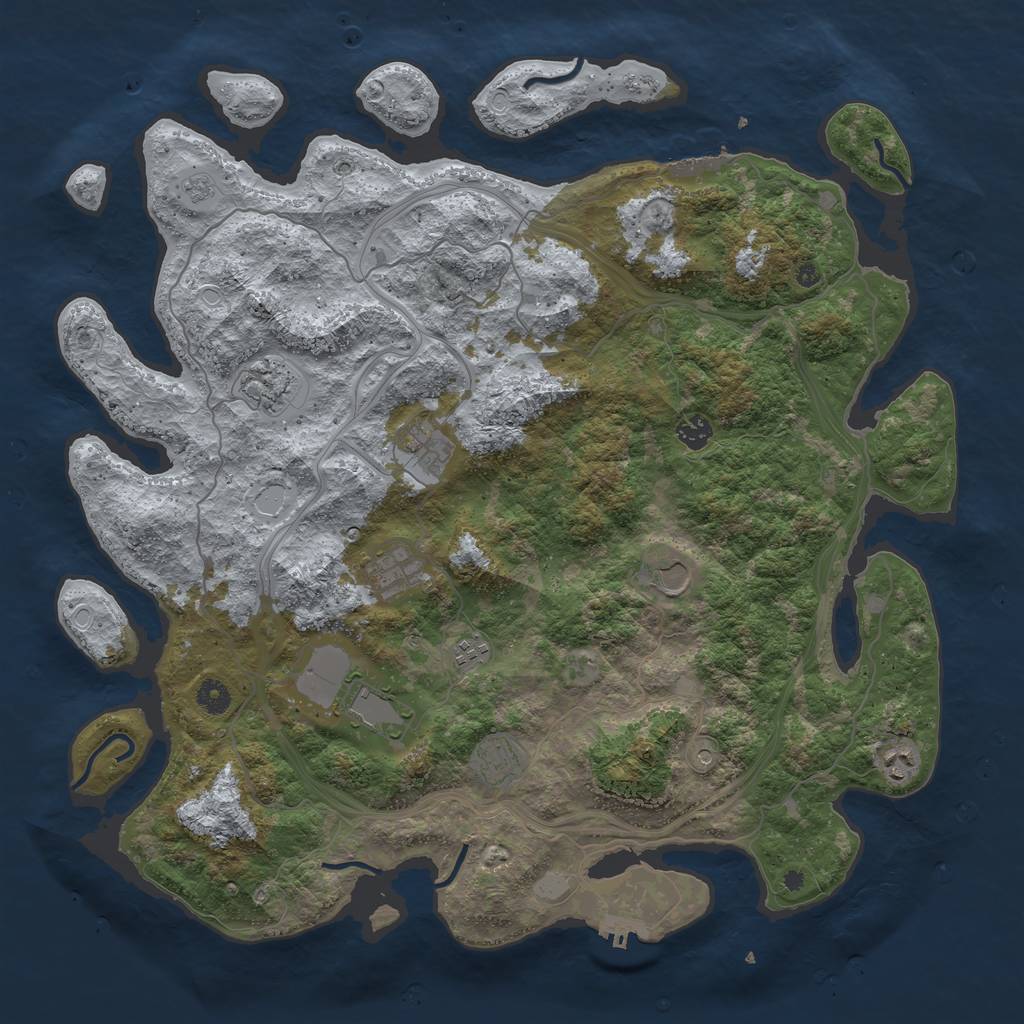 Rust Map: Procedural Map, Size: 4500, Seed: 602583942, 18 Monuments