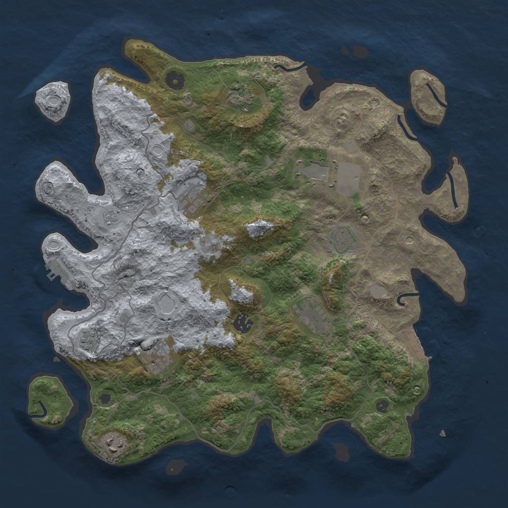 Rust Map: Procedural Map, Size: 4000, Seed: 954375, 18 Monuments