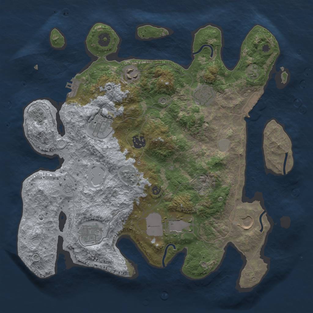 Rust Map: Procedural Map, Size: 3500, Seed: 86850124, 17 Monuments