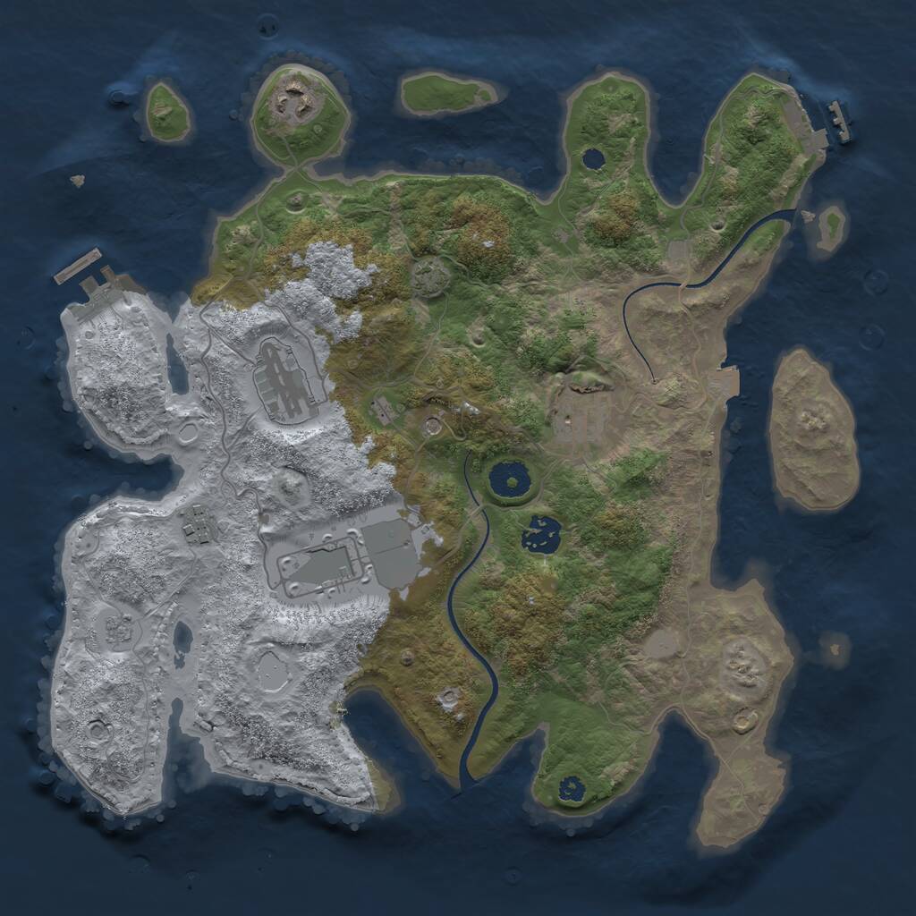 Rust Map: Procedural Map, Size: 3500, Seed: 86850124, 12 Monuments