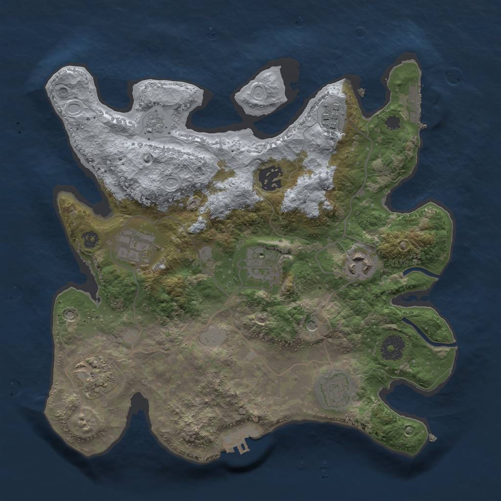 Rust Map: Procedural Map, Size: 3000, Seed: 9803, 16 Monuments