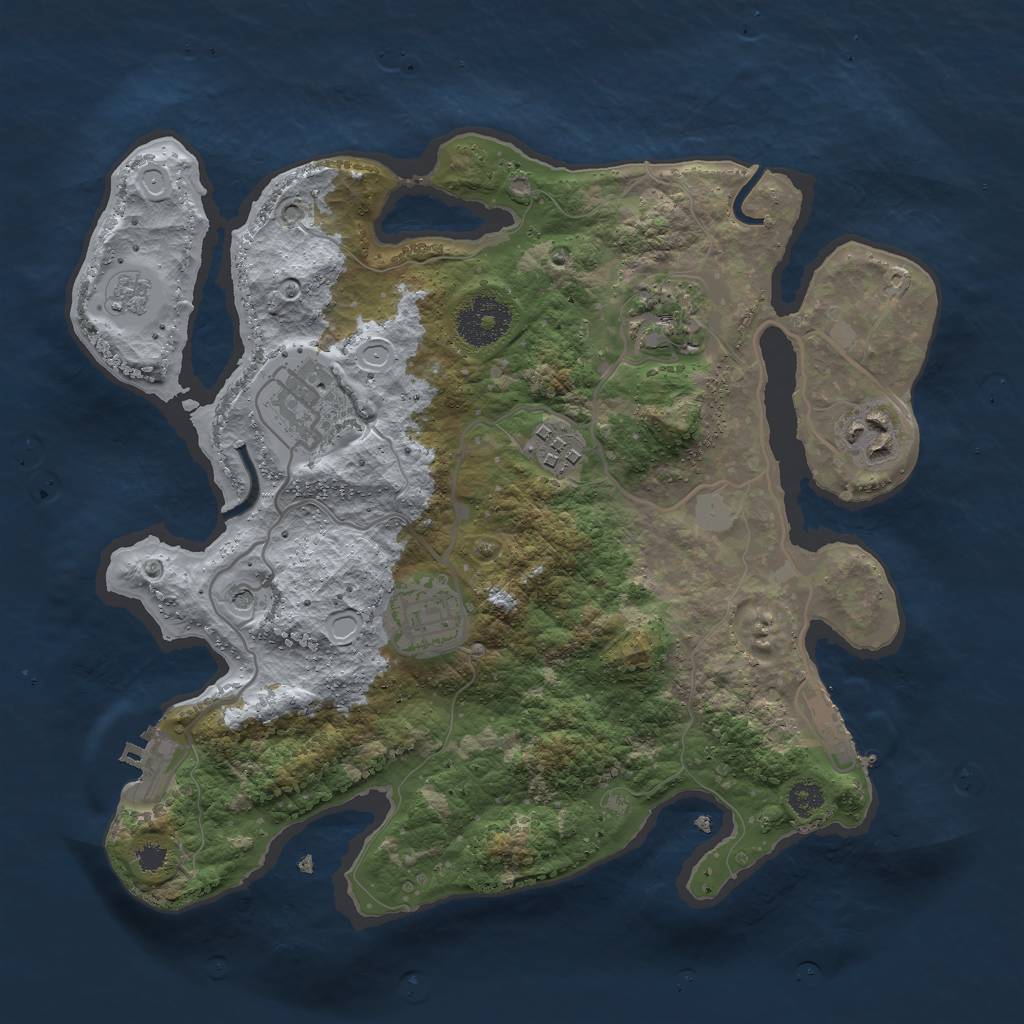 Rust Map: Procedural Map, Size: 3000, Seed: 9243607, 14 Monuments