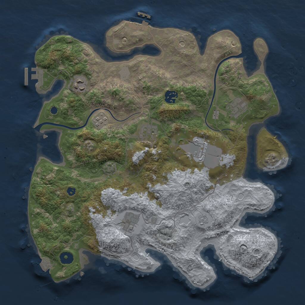 Rust Map: Procedural Map, Size: 3500, Seed: 1791834533, 13 Monuments