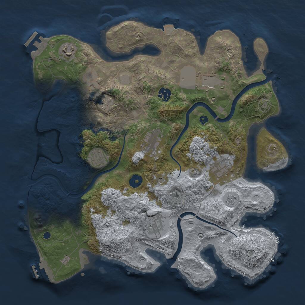 Rust Map: Procedural Map, Size: 3500, Seed: 1791834533, 15 Monuments