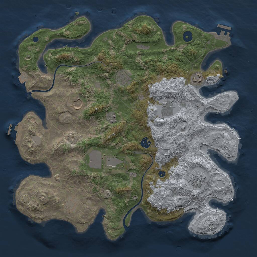 Rust Map: Procedural Map, Size: 3750, Seed: 842628, 15 Monuments