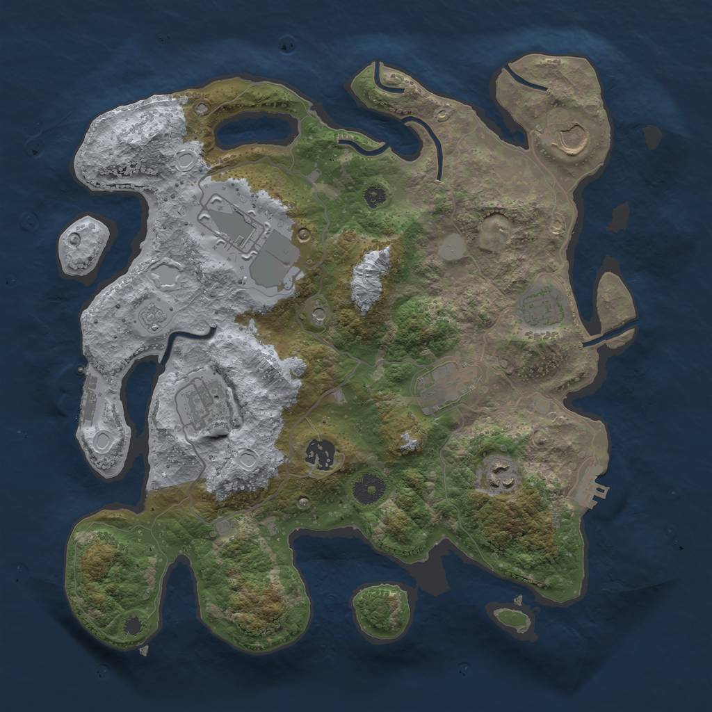 Rust Map: Procedural Map, Size: 3500, Seed: 1118007422, 16 Monuments