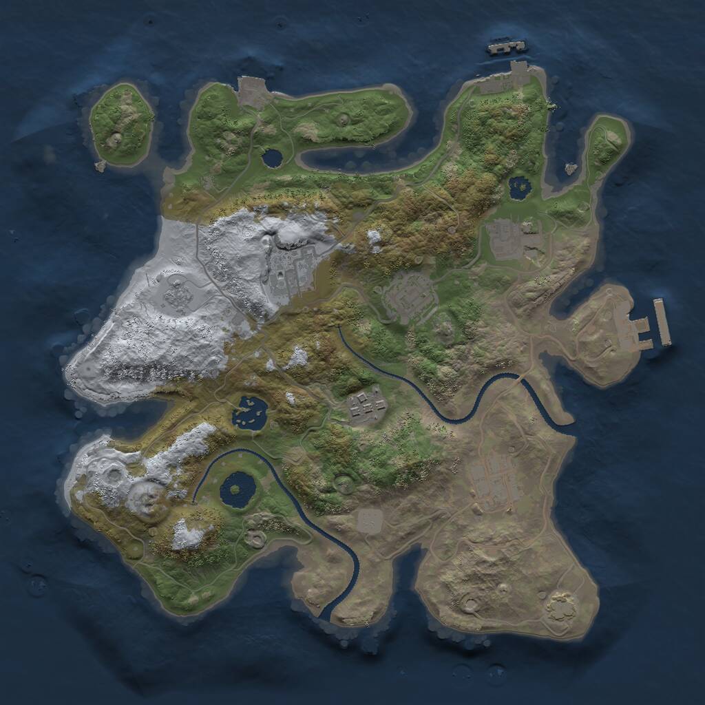 Rust Map: Procedural Map, Size: 3000, Seed: 57943, 11 Monuments