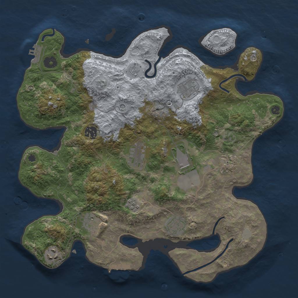 Rust Map: Procedural Map, Size: 3500, Seed: 48312272, 18 Monuments