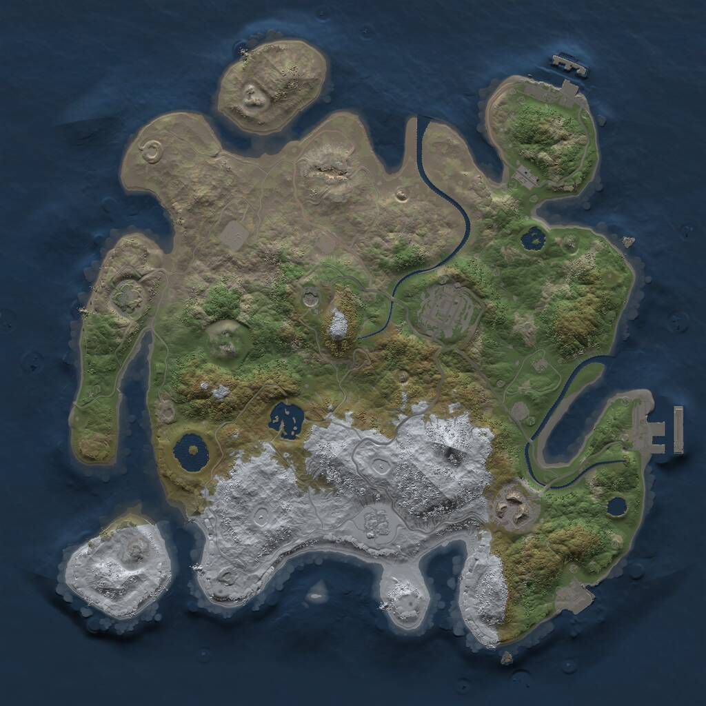 Rust Map: Procedural Map, Size: 3000, Seed: 56297, 9 Monuments