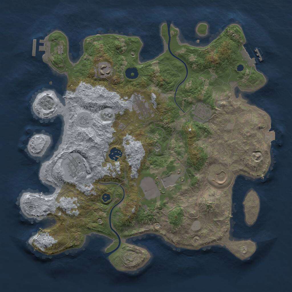 Rust Map: Procedural Map, Size: 3500, Seed: 94786836, 14 Monuments