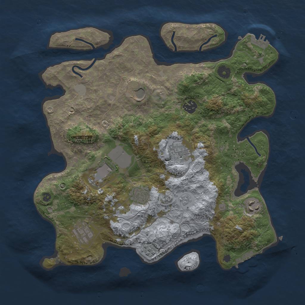 Rust Map: Procedural Map, Size: 3500, Seed: 24090158, 16 Monuments