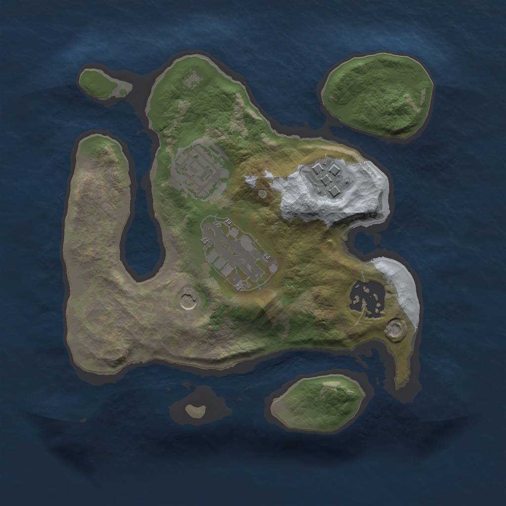 Rust Map: Barren, Size: 2000, Seed: 1965067628, 7 Monuments