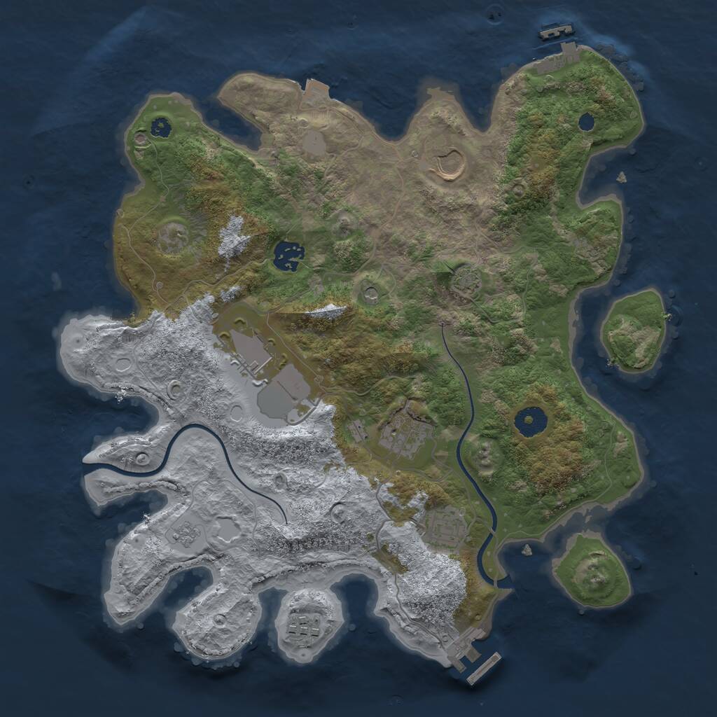 Rust Map: Procedural Map, Size: 3500, Seed: 69736158, 12 Monuments