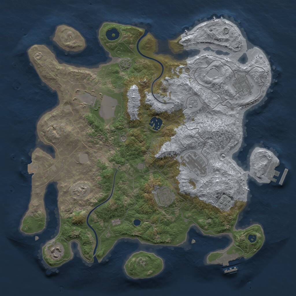 Rust Map: Procedural Map, Size: 3500, Seed: 3001111, 13 Monuments