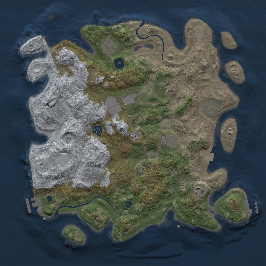 Rust Map: Procedural Map, Size: 3850, Seed: 2933412, 16 Monuments