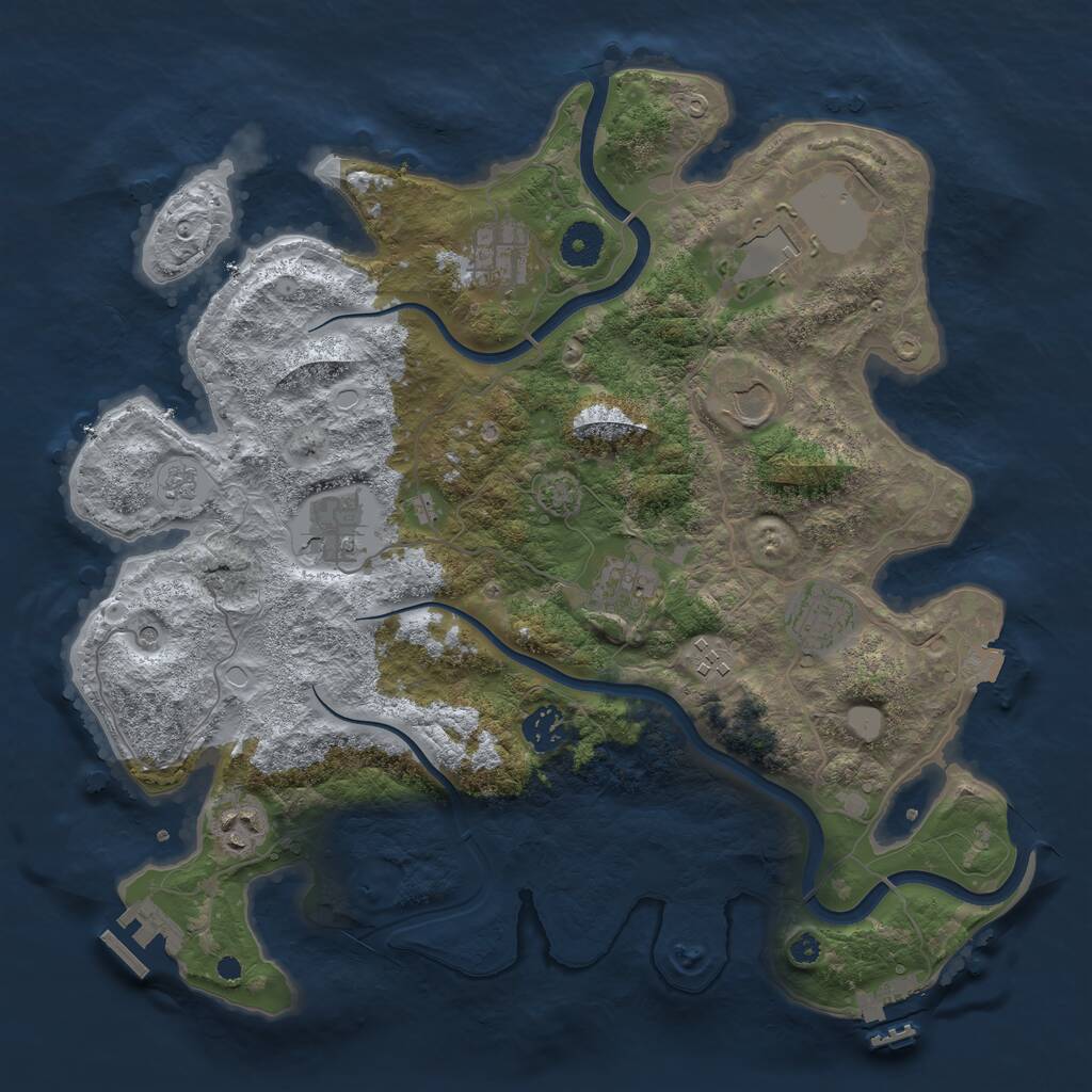 Rust Map: Procedural Map, Size: 3700, Seed: 2109226444, 15 Monuments