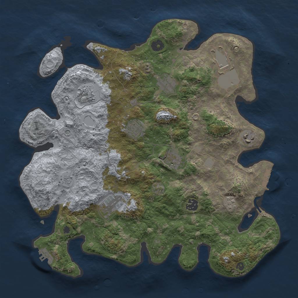 Rust Map: Procedural Map, Size: 3700, Seed: 2109226444, 18 Monuments
