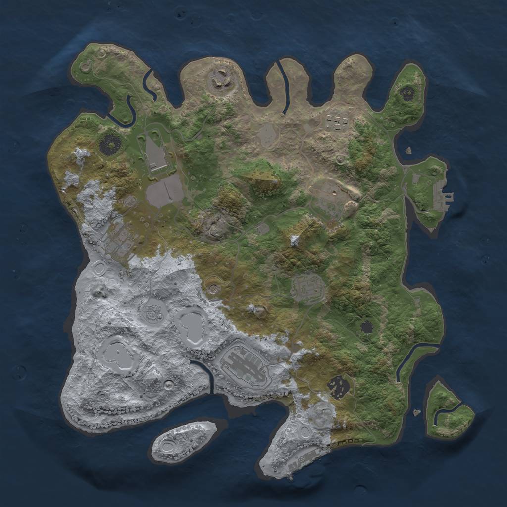 Rust Map: Procedural Map, Size: 3500, Seed: 41722064, 17 Monuments