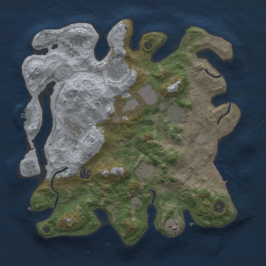 Rust Map: Procedural Map, Size: 3500, Seed: 304201450, 17 Monuments