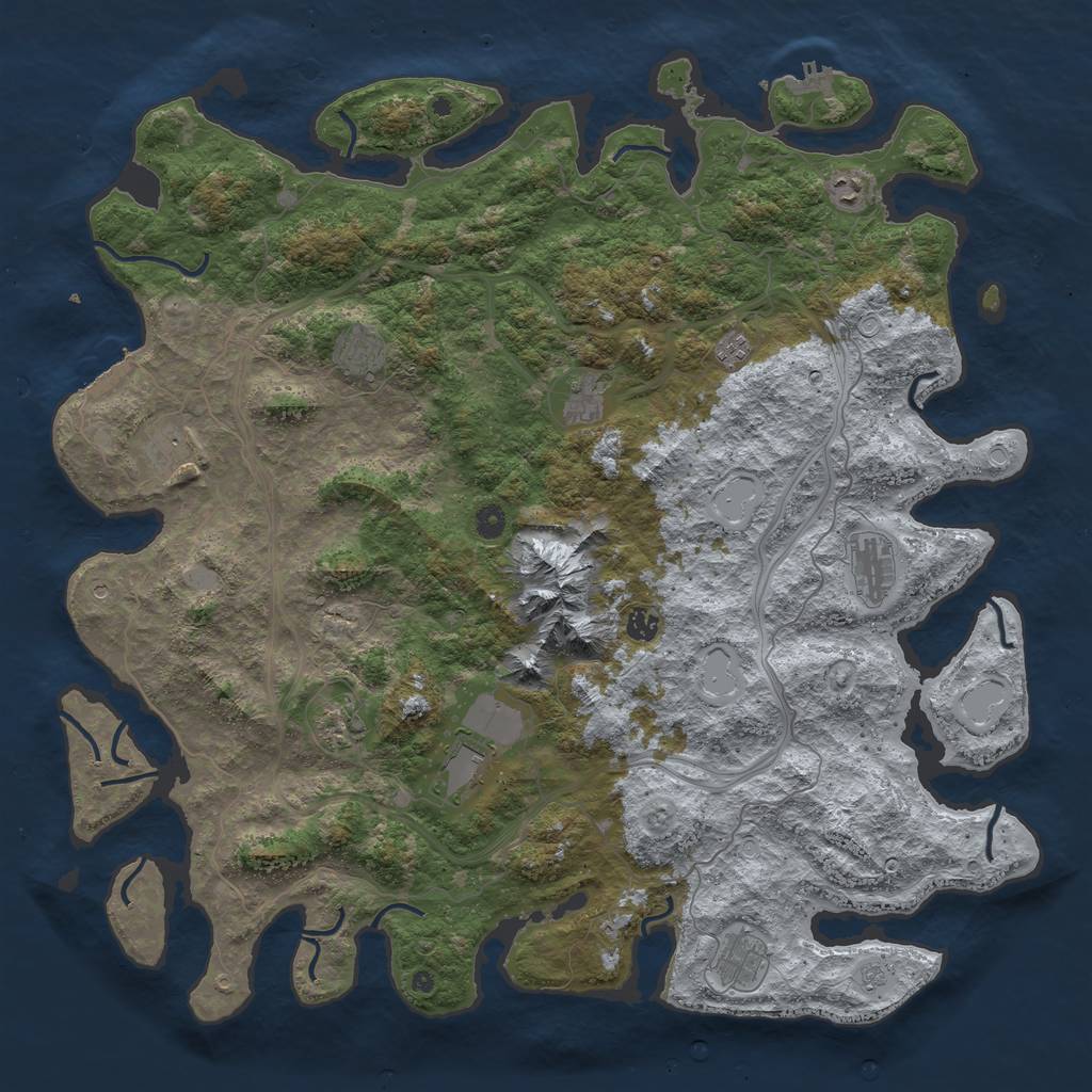Rust Map: Procedural Map, Size: 5000, Seed: 540769159, 19 Monuments