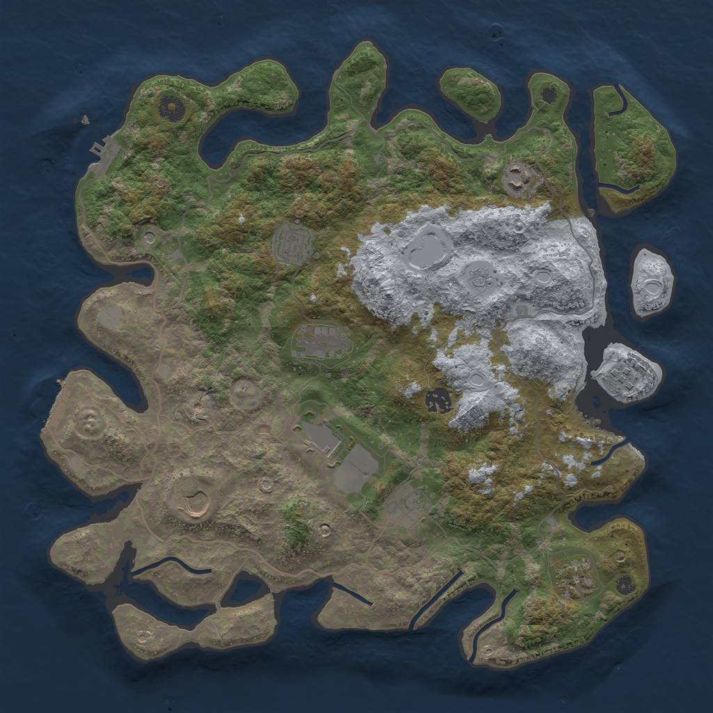 Rust Map: Procedural Map, Size: 4000, Seed: 4200420, 18 Monuments
