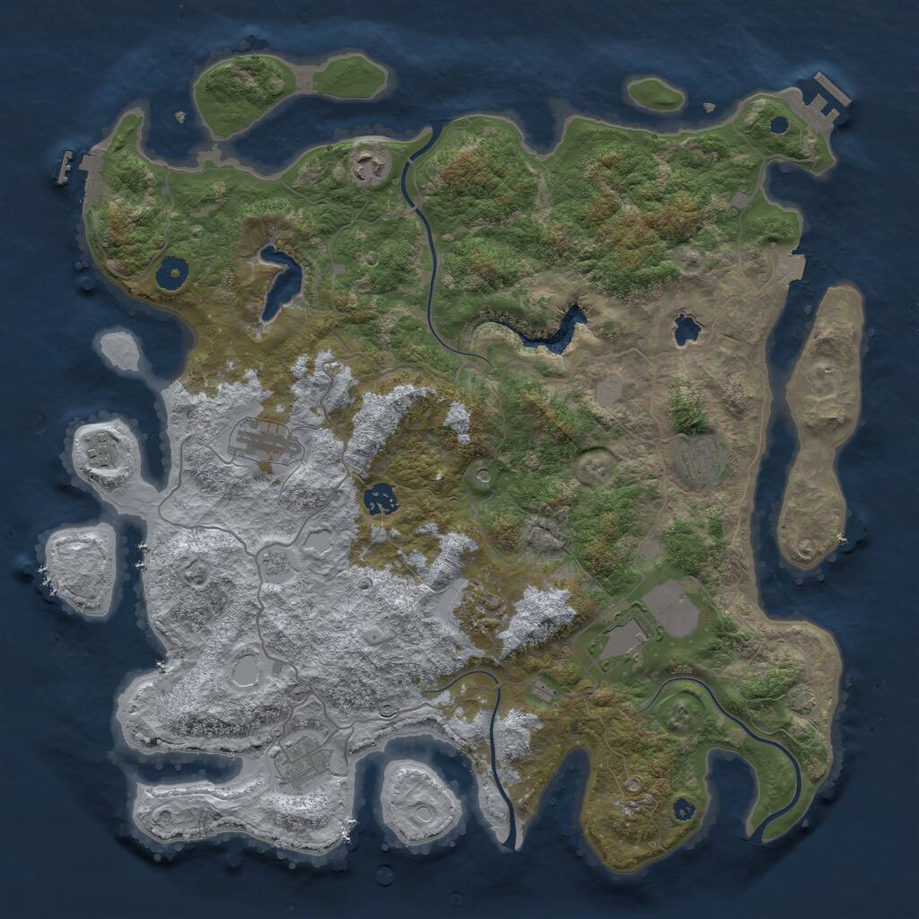 Rust Map: Procedural Map, Size: 4201, Seed: 42014201, 14 Monuments