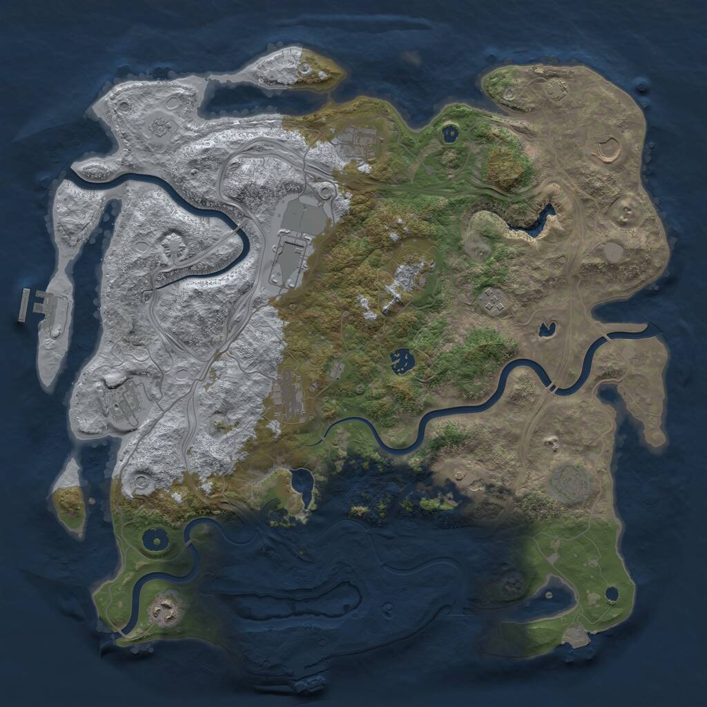 Rust Map: Procedural Map, Size: 4250, Seed: 117735541, 17 Monuments