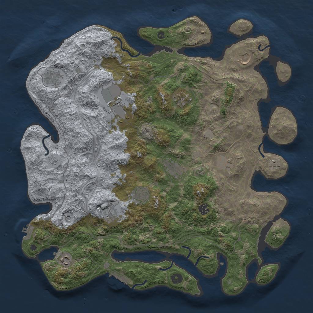 Rust Map: Procedural Map, Size: 4250, Seed: 717473330, 20 Monuments